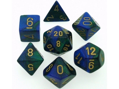 Set 7 Dadi Gemini - Blue-Green/gold