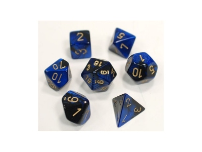 Set 7 Dadi Gemini Black-Blue/Gold