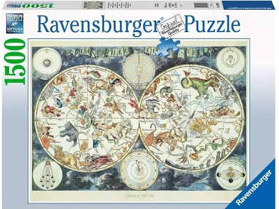 Puzzle 1500 pezzi - Mappa del Mondo di Animali Fantastici