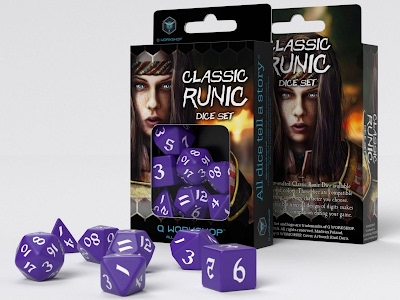 Set Dadi Classici Runici - Viola, Bianco