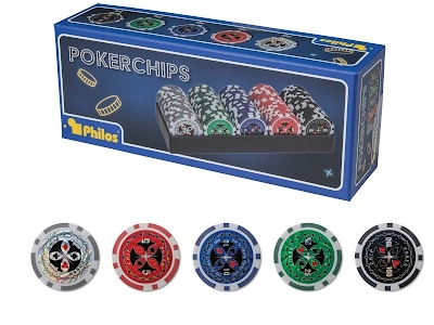 100 poker chips with plastic holder