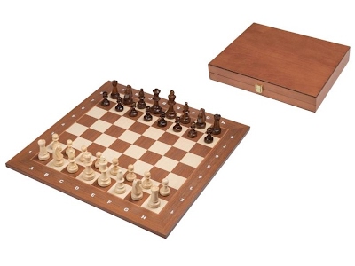 Set Scacchi da Torneo 50x50 cm in Legno &ndash; Scacchiera Marrone con Custodia Portapezzi