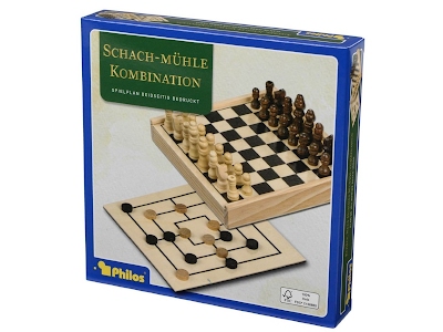 Mini Set 2 in 1 Scacchi e Mulino in Legno